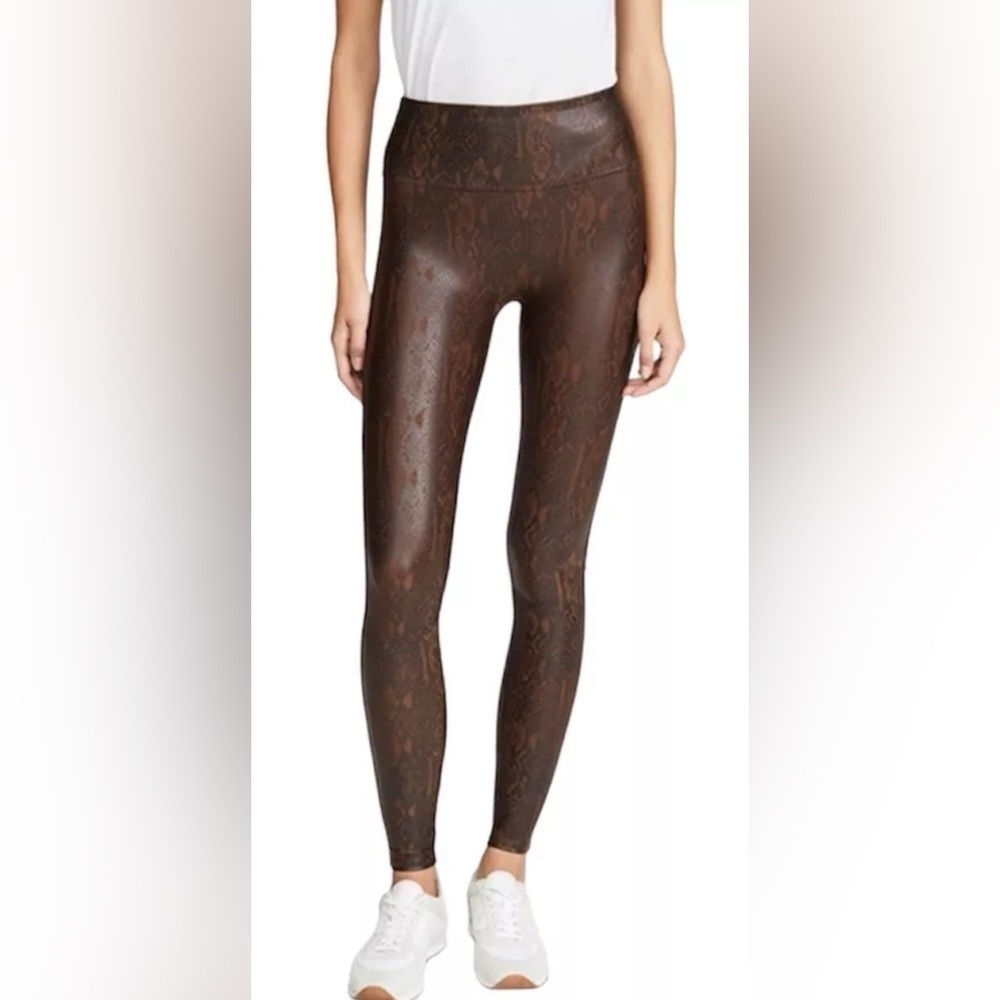 Spanx faux leather brown snakeskin leggings, XS